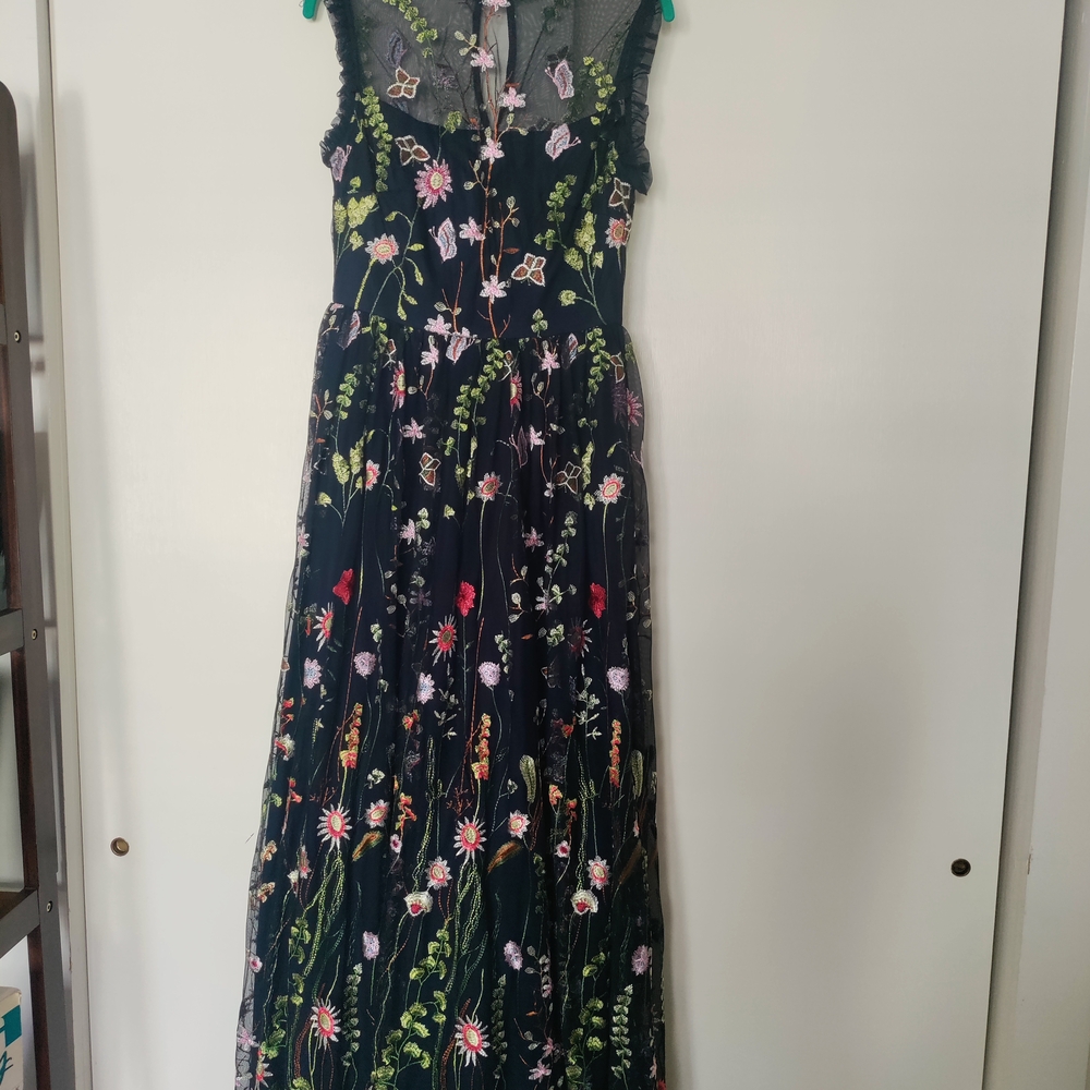 Chic Floral Maxi Dress with Sheer Details